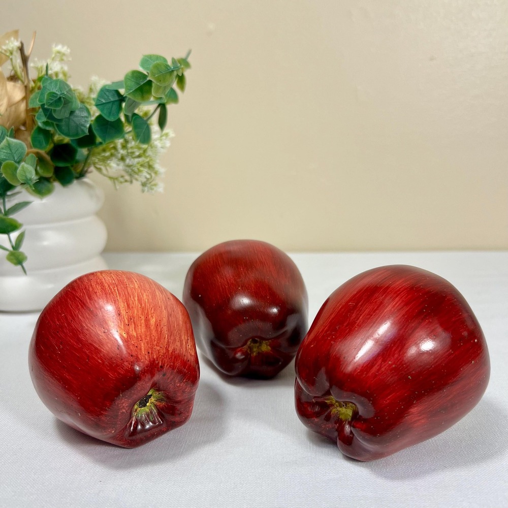 Ceramic Heavy Faux Apple Decor Figurines | Set of 3 | Teachers Gift - Picture 7 of 8